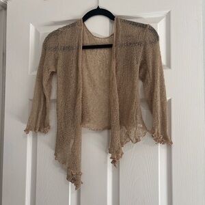 Elegant Tan Open-Front Sweater